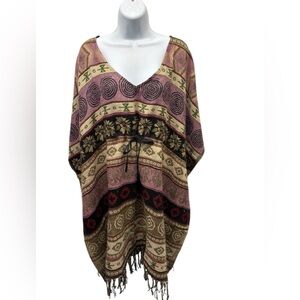 NWT.  Sacred Threads Poncho. S/M. 221943. BL/RD11